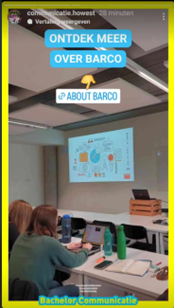 Foto van powerpoint met info naar Barco